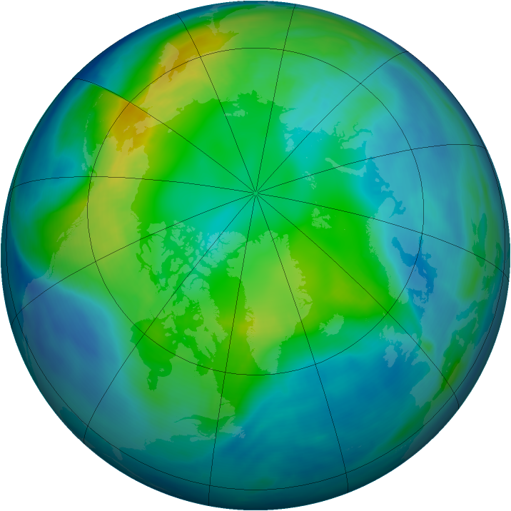 Arctic ozone map for 29 October 2007